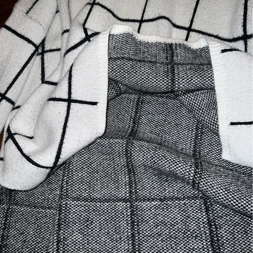 Ecowish White & Black Striped Turtleneck Long Sleeve Relaxed Fit Sweater Size L - Picture 7 of 9
